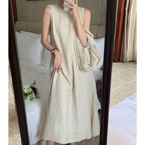 쏭포유 데일리 베이직 민소매 린넨원피스 2color