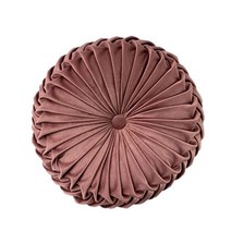 Lvi Round Velvet Seat Cushion Pleated Pumpkin Floor Throw Pillow 15”x15” Soft Decorative for Bed Sof, Brown