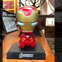 아이언맨 피규어 12cm 어벤저스 슈퍼 히어로 헐크 캡틴아메리카 스파이더맨 쉐이킹 헤드 폰 홀더 자동차 인테리어 액세서리 집들이 파티 생일 선물 슈퍼히어로, F