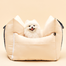 프레피펫 프리미엄 강아지 애견 방수카시트 네이비 M, 베이지