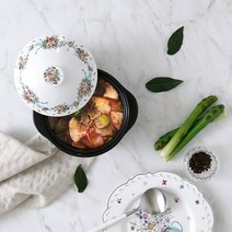 국산 ih 인덕션 사용 가능 내열 계란찜 뚝배기 솥밥 1인 찜기 무균열 미니 도자기 냄비, 플라워(가스/인덕션겸용), 대, 1개