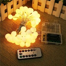 LED 알 전구 코튼 볼 100구 감성 캠핑 파티 와이어 줄 조명 등 전구 방수 건전지 야외