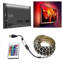 Meetoo USB RGB LED 5050 스트립 5V 테이프 라이트 원격제어 24KEY TV 백라이트 게임 캐비닛 트림 뒤 조명 장식, 4M, RGB ONE SET