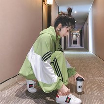 트레이닝 세트 여성 캐주얼 봄가을 여성복 왕 레드 후드 넉넉하다 뚱뚱하다 여동생 크다 사이즈 2세트 여자