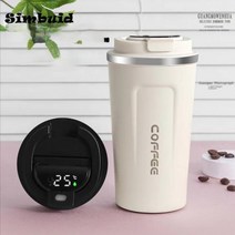 스마트 보온병 커피 온도 디스플레이 보온 머그 단열 텀블러, 510ml ＋ Black, 510ml+Black