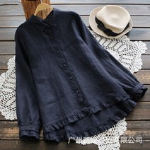 봄 와이드 린넨 상의 A라인 면마 블라우스 단추오픈 롱슬리브 빅사이즈 셔츠