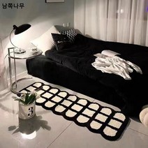 카펫 침실 ins 바람 침대 옆 러그 흑백 체크 롱 매트 리틀 뷰티 드레스룸 방 매트
