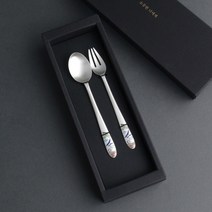 꼬마사슴 어린이 은수저 80% 2종 수저 젓가락 포크 청색 홍색 전통 은수저세트 건강지킴이 고급 건강 유아 아동 수저 포크 백일 돌 생일 선물세트 인쇄추가시 비용별도, 청색2종: 포크+수저