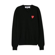 꼼데가르송 남성 더블하트 와펜 블랙 니트 AZ N074 051 1