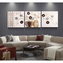 거실 인테리어 액자 대형 입체 특이한 골드 꽃 예쁜 분할, 블루밍  - 아이보리