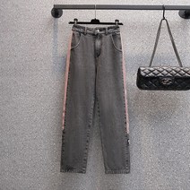 9부 와이드 슬랙스 여학생 코디 일찍이 가을옷 배 형 몸매 뚱뚱함 M데님팬츠 드롭 드레이프 캐쥬얼 3163484953, 블랙 2XL