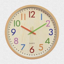 벤스마켓 모던스타일 무소음 벽시계 인테리어 벽걸이 거실 시계, 06_컬러풀우드(WC28)