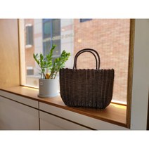 와이아이즈 빨대가방 피크닉가방 빨대바구니 물놀이 비치가방 라탄백 왕골백 토트백 보카시, 대, 커피브라운