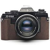 minolta x-700 케이스 핸드 스트랩(커피) 포함 minolta x-700용 bolinus 핸드메이드 정품 진짜 가죽 하프 카메라 케이스 가방 커버, 커피