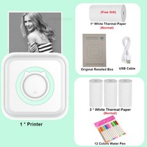 스마트폰사진인화기 휴대폰 사진출력 미니 휴대용 포토 프린터 포켓 열 인쇄 Impresoras 핸즈프리 호환 전, 03 add 4 white