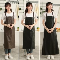 SMN 방수 앞치마 주방 식당 미술 작업용 업소용 원피스, 일반기장/포켓있음, 블랙, 1개