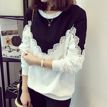 쉬블림로브 레이스 펀칭 배색 라운드 티셔츠_마몽드 GW0739