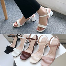 올팜 여성 베이직 스트랩 푹신한샌들 미들힐 5.5CM 빅사이즈 270까지