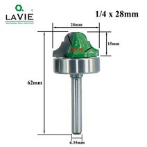 LAVIE 1pc 6.35mm 샹크 더블 로마 Ogee 가장자리 라우터 비트 베어링 나무 라인 나이프 밀링 커터 호빙 MC01180, 04 28mm, 04 28mm