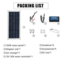 태양광 패널 파워 뱅크 100w 전지 키트 완전한 12v 열 플레이트 컨트롤러 셀 보트, 1pcs 키트-30a