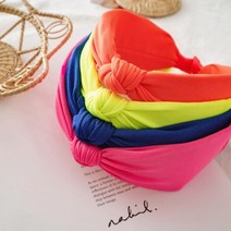 아이원더 비비드 네온 꼬임 와이드 헤어밴드
