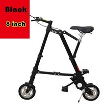 접이식 자전거 8 인치 알루미늄 합금 사이클링 초경량 미니 자전거 성인 회사원 공압 타이어, 씨엔, 검은 색