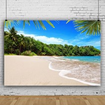 여름 해변 테마 사진 배경 코코넛 나무 천 아이 아기 생일 벽지 스튜디오 촬영, Viny220x150cm+BJWY3T4