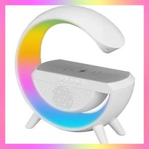 가성비무선 충전기 스탠드 알람 시계 LED 분위기 RGB 조명 책상 램프 블루투스 스피커 앱 제어 14, 01 White, 1개