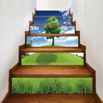 자연 경관 계단 시트지 스티커 이동식 방수 3D 홈 인테리어 아트 장식, 18x100cmx13pcs, LT6-72