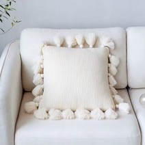 토끼털 쿠션 라이트 럭셔리 침실 소파 베개커버 거실, 45x45cm 코어 미포함, 아이보리