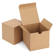 Eupako 선물 상자 10.2 x 10.2cm4 4 4인치 50팩 브라운 크래프트 종이 상자 뚜껑 포함 신부 들러리 제안서 공예 컵케익 결혼식 크리스마스용 파티 122, Brown