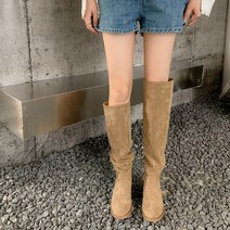 유행 무대의상 스웨이드롱부츠 스판삭스 기모 가을 통넓은 편한 여성부츠 세무 사이하이