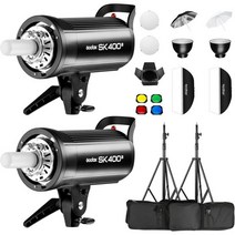 GODOX 고독스 2* SK400i 800Ws 스튜디오 스트로보 플래시 조명 키트:2팩 SK400II Bowens 사진 촬영 및 비디오 Mount와 함께하는 모노라이트 라이트 스탠