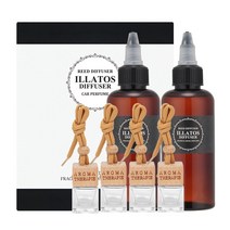 일라토스 7mm 공병 4개 100ml 리필액 2개 세트 차량용 방향제 선물세트 디퓨저, 1set, 블랙 체리 향