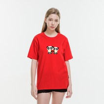 클로니아 하트 판다 라운드 면 반팔 티셔츠 ES3T58