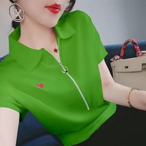 여성 여름 골프웨어 반팔 골프 티셔츠 니트 필드룩 111130 칼라 반팔 티셔츠 여성 2023 여름 신작 아이스 실크 니트 바닥 셔츠 느슨하고 얇은 대형 탑 트렌디