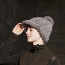 선진모피 밍크 방울 캡 모자