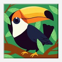 diy 쉬운 명화 그리기 추천 (물감 2배) S07 큰부리 새 40x40cm 귀여운 동물 그림 아크릴 유화 물감 세트 아이방 꾸미기 색칠 집콕 실내 놀이