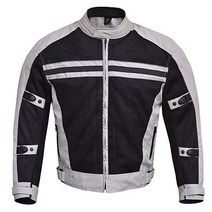 WICKED STOCK Breathable Mesh Motorcycle Riding Jacket for Men with CE (Certified) Protective Padded, XX-Large, Light Gray-black