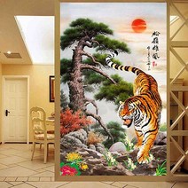 맹호하산 소나무 보석십자수 DIY 원형비즈 큐빅 선물용 집들이선물, 60x100