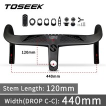 자전거 MTB 일체형 카본 핸들바 마운트 Toseek tr5500 자전거 핸들바 t800carbon 핸들바 통합 도로 28.6mm 자전거 컴퓨터 홀더가 있는 통합 도로 핸들바, 블랙 매트 440-120