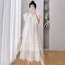 임부복 텐셀 가볍고 통기성 텍스처 스윗 플리츠 원피스