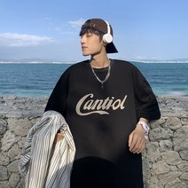 여름 편지 인쇄 짧은 Sleeved 셔츠 소년 트렌디 커플반팔티