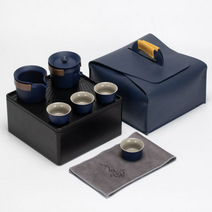 다기 세트 전통 찻잔 다도 용품 4인 셋트 휴대용 보이차 녹차 연꽃 차 도구 D82523, 레드