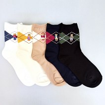 비비드칼라 여성 곰돌이 양말 아가일 양말 5color