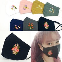 겨울면 꽃자수 마스크 이도 꽃문양 답례품 선물용, 화이트, 개당