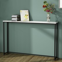 좁고긴테이블 창가 쇼파뒤 틈새 책장, 모조 대리석 표면 150x20x75 검정