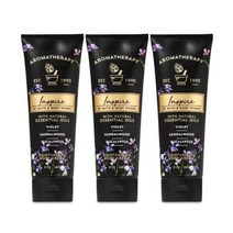 배스앤바디웍스 아로마테라피 슬립 라벤더 + 바닐라 바디크림 위드 내추럴 에센셜 오일s 8 oz each - 3 팩, Violet Sandalwood Eucalyptus