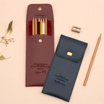 슬림한 가죽 느낌 납짝 고급 명품 필통 펜슬 케이스, 버지니아울프