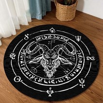 먼지없는 양털 러그 카페트 맞춤형 러그 라운드 카펫 Satanic Cat 염소 포금된 왕좌 지역 무신론자 목욕